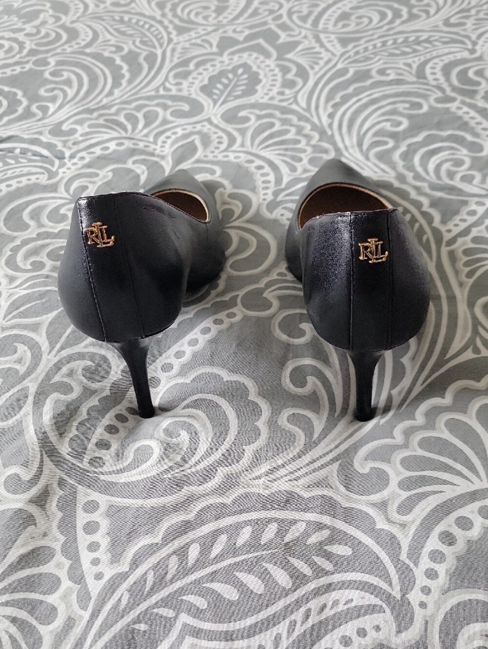 Lauren Ralph Lauren Lanette Black Pointed Leather Pumps - Sleek Classic Size 8 - Picture 4 of 7